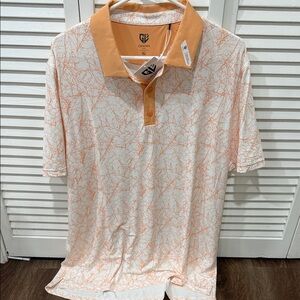 NWT Men's Golf Polo in Orange and White Pattern